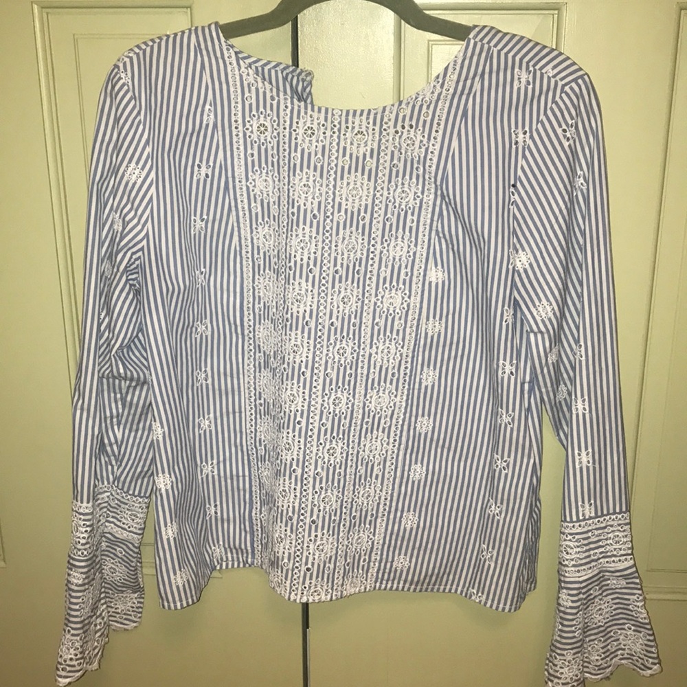 Blouse with eyelets